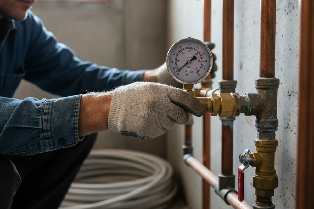 Pressure testing a repaired line during Water Line Repair in Avondale